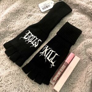 NEW Dolls Kill Fingerless Gloves & Jeffree Star Supreme Gloss Tea bag Lipstick